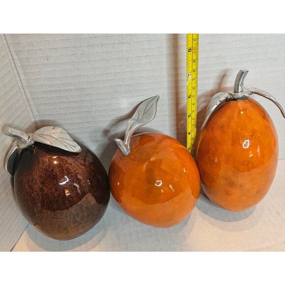 Artesana Home Vintage MCM Fruit Gourd Weighted Pewter Stem - Picture 7 of 9